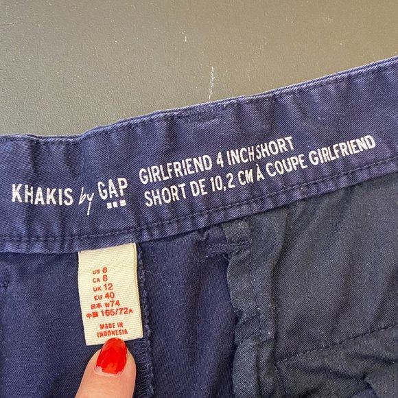 Khakis by GAP Girlfriend 4 Inch Short Size 8 Dark Blue Cotton Spandex - Picture 3 of 10